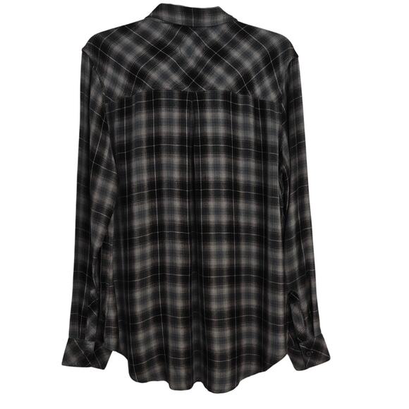 Rails Hunter Plaid Flannel Shirt Sz Medium Charcoal Twilight Rayon Button Front - Picture 5 of 8